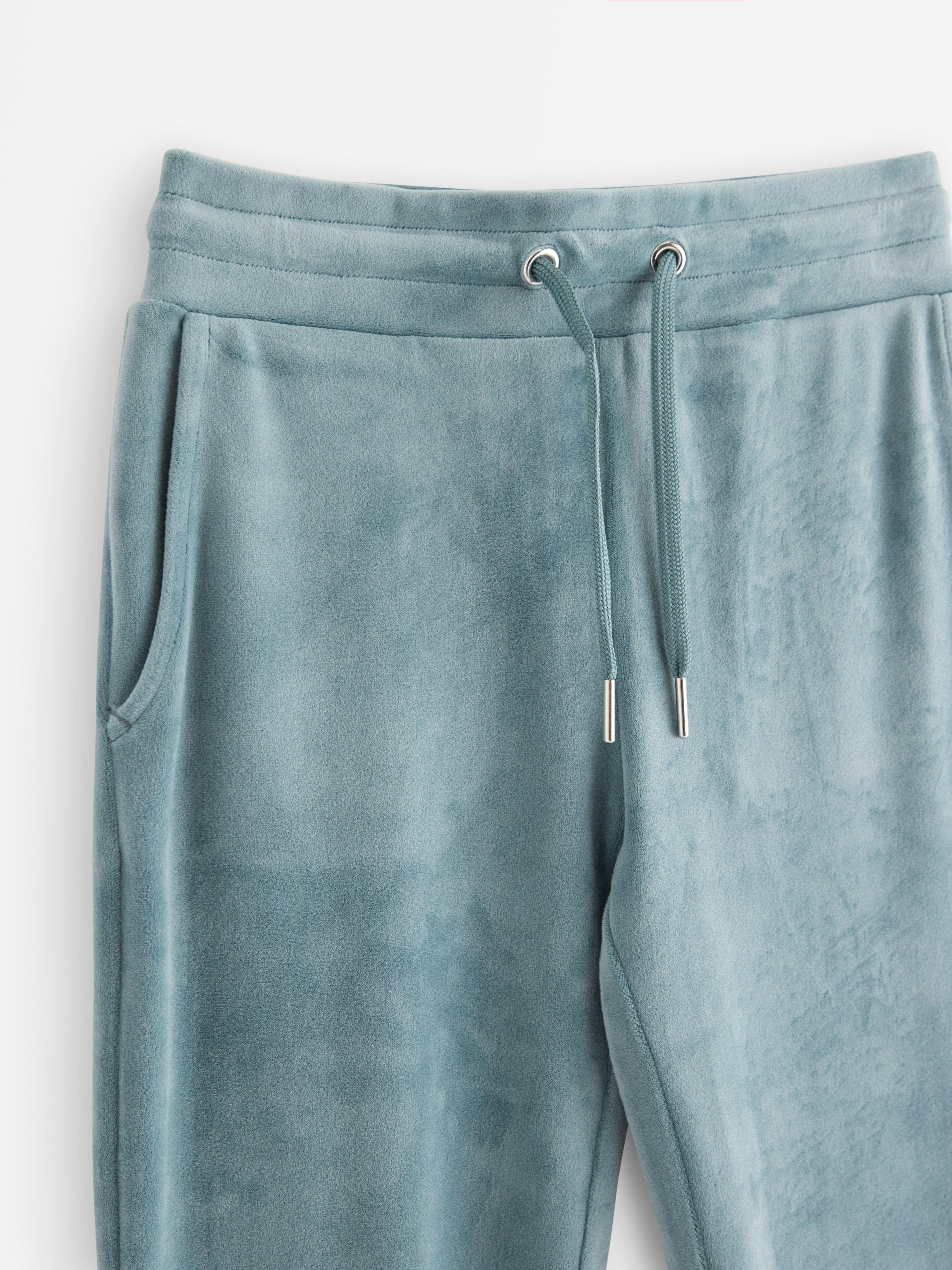 Dusty Aqua velour slengbukser