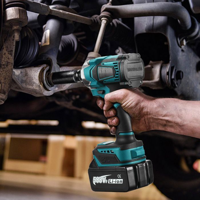 Llave de impacto eléctrica sin escobillas, par de 1200 Nm, llave eléctrica inalámbrica de 1/2 pulgada con luz LED para batería Makita de 18 V.