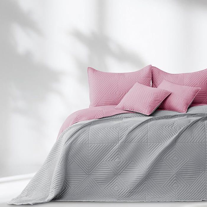 Colcha Softa de poliéster - Rosa y gris - 170 x 210 cm 170x210 cm#Softa Rosa Gris MANTA DE CAMA