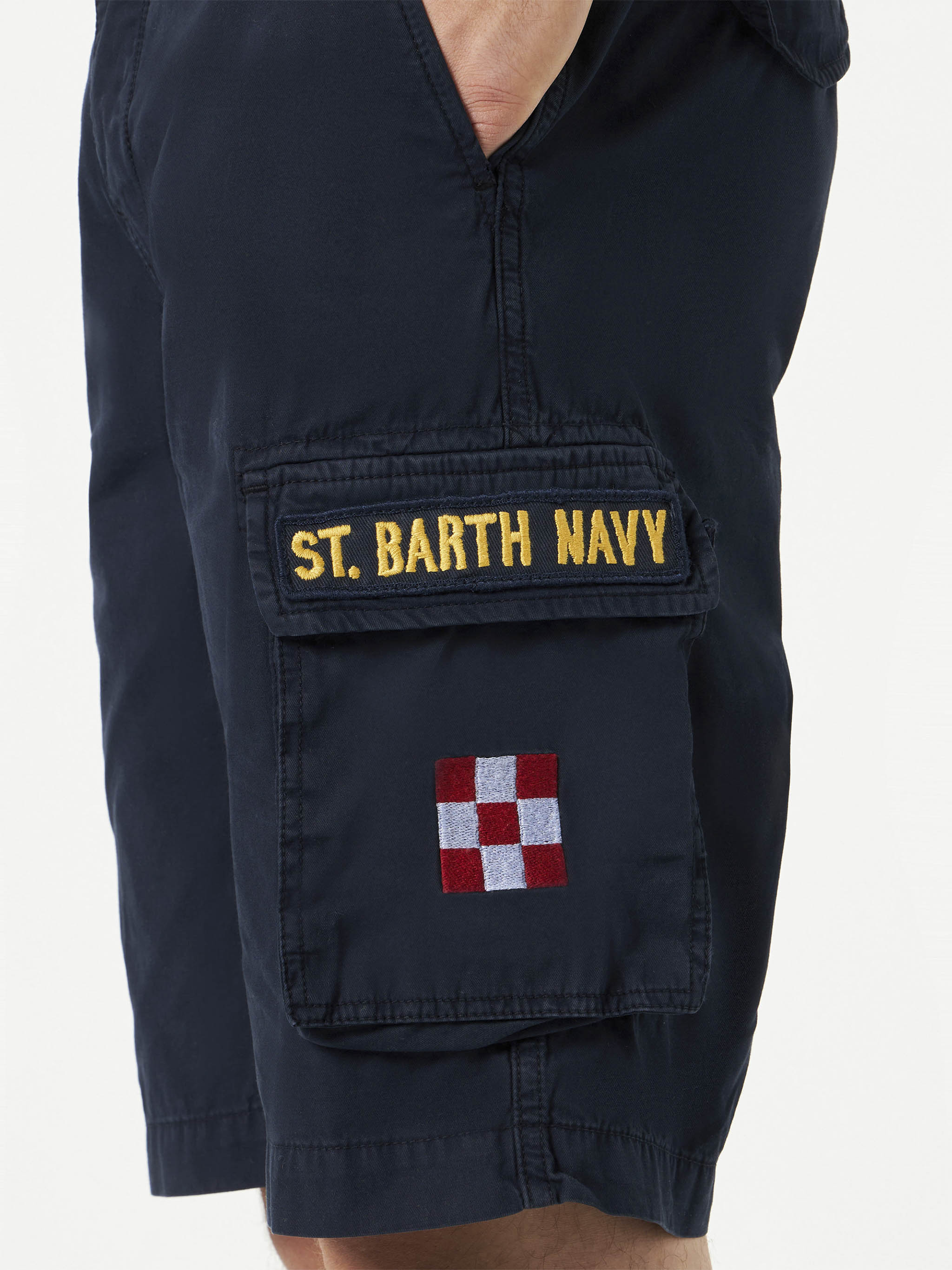 Blauwe katoenen cargoshorts