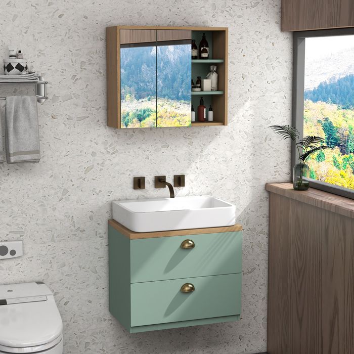 Kleankin - Bathroom Furniture Set - Wood - 60x40x50.5cm - Green