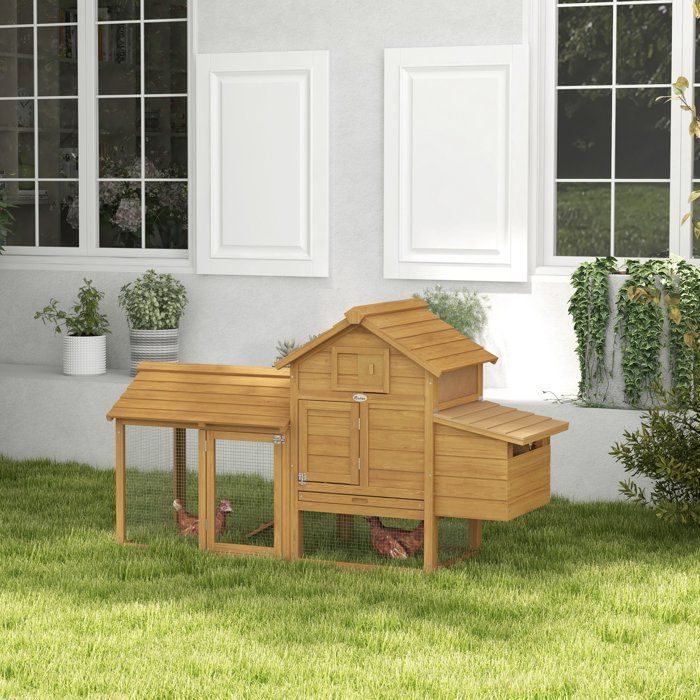 PawHut - Gallinero - Madera - 151x54x87cm - Beige