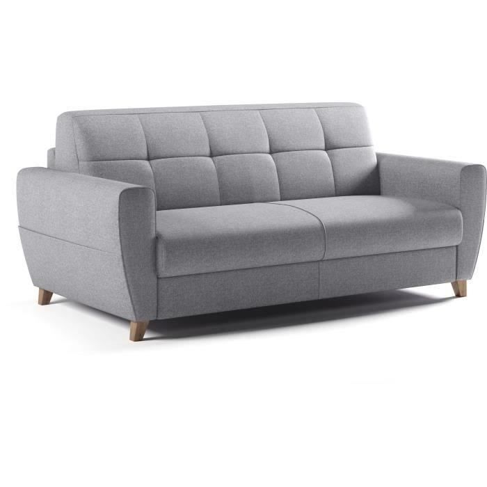 SKY 3-zits Express slaapbank - Grijze stof - Matras van 14 cm - 192 x 100 x 88 cm