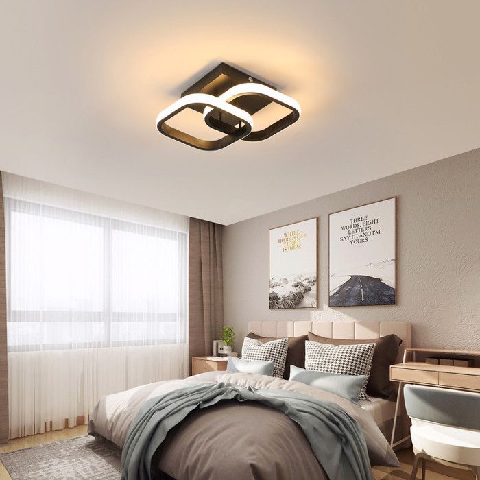 DORLINK Moderne quadratische 18-W-LED-Deckenleuchte – Minimalistisches schwarzes Design – Dreifarbiges Licht 3000K/4000K/6500K – Für Wohnzimmer/Schlafzimmer