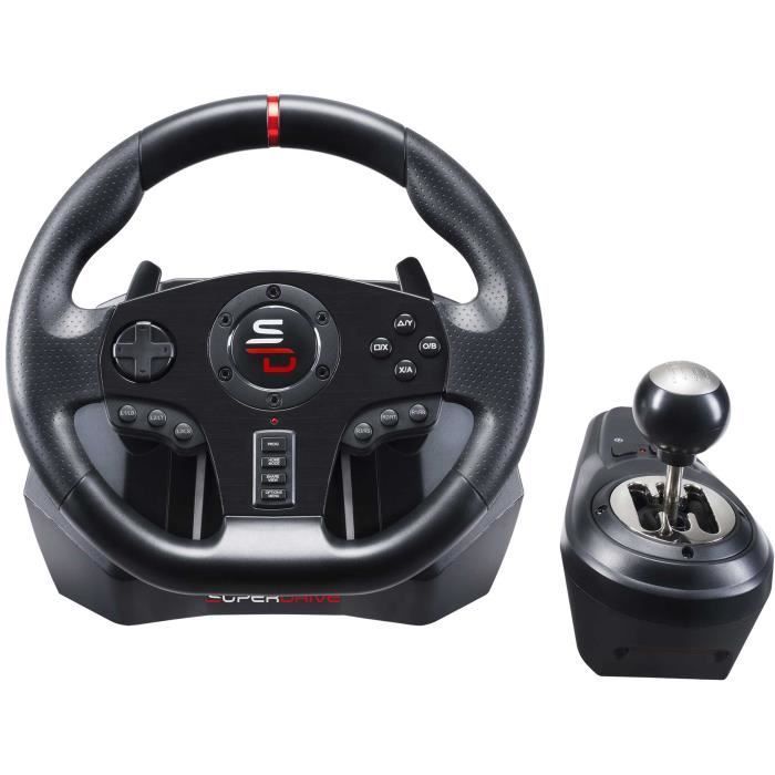 Volante de carreras SUPERDRIVE GS850-X - Palanca de cambios manual - 3 pedales - Levas de cambio - PS4 / Xbox