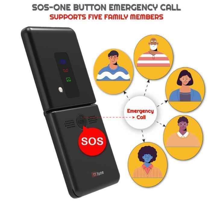 TTfone TT660 faltbares Mobiltelefon für Senioren, mit großen Tasten, Notruffunktion, Schwarz (mit Dockingstation)