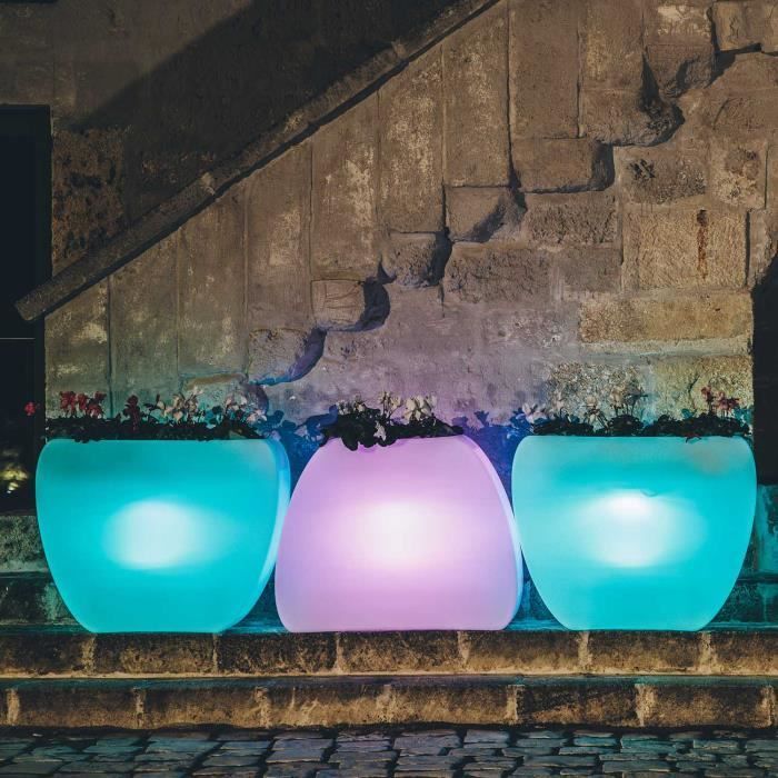 Heart-shaped illuminated flower pot with multicoloured LEDs - TEKNOPLAST - Square - 57x31cm - 25L - 3m black cable