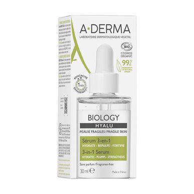 A-Derma Biology Hyalu Serum 3-i-1 Fräsch återfuktande och stärkande gelserum 30 ml