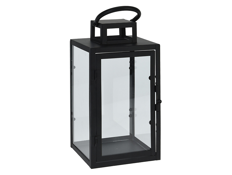 Latarenka metalowa szklana 27 cm czarna