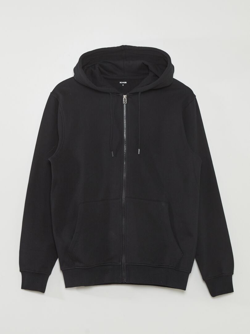 Fleece sweatshirt met rits - ZWART