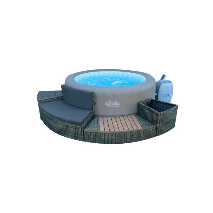 BESTWAY Ronde spa-ombouw van antracietgrijs rotan, 200 cm