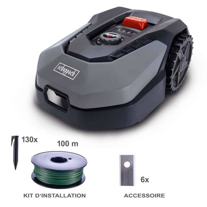 Cortacésped robótico Scheppach RoboCut L500 Connected para 400 m² con estación de carga | Hasta 400 m² | Sensor de lluvia | WiFi y Bluetooth