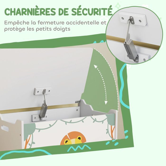 Toy chest - AIYAPLAY - lid - safety hinges - MDF - 60 x 37 x 39 cm - green