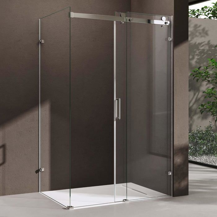 Mampara de ducha rectangular doporro con puerta corredera de cristal transparente de 90x120x195cm Ravenna17-2K