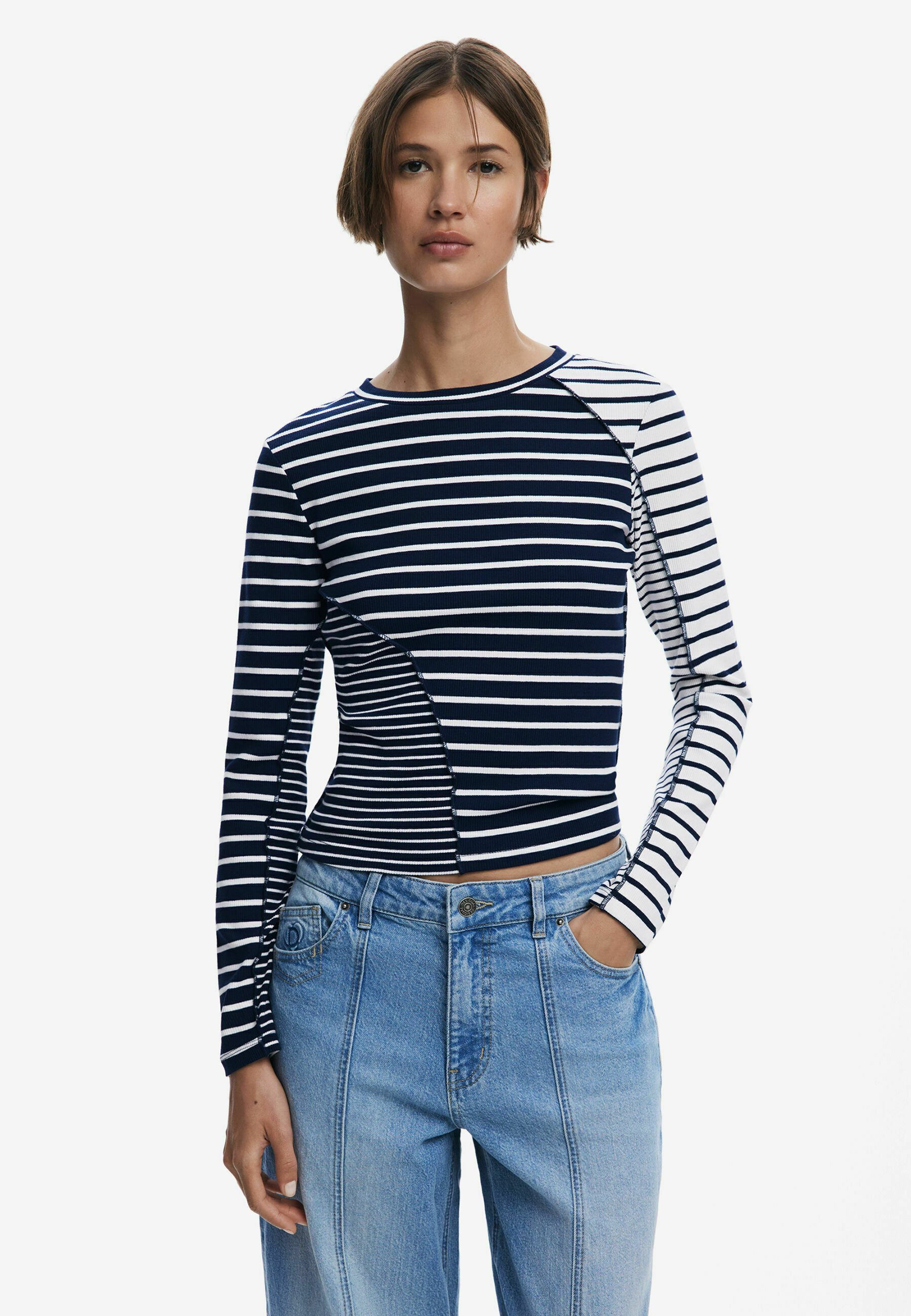 Desigual COMBINED STRIPED - Top met lange mouwen - zwart