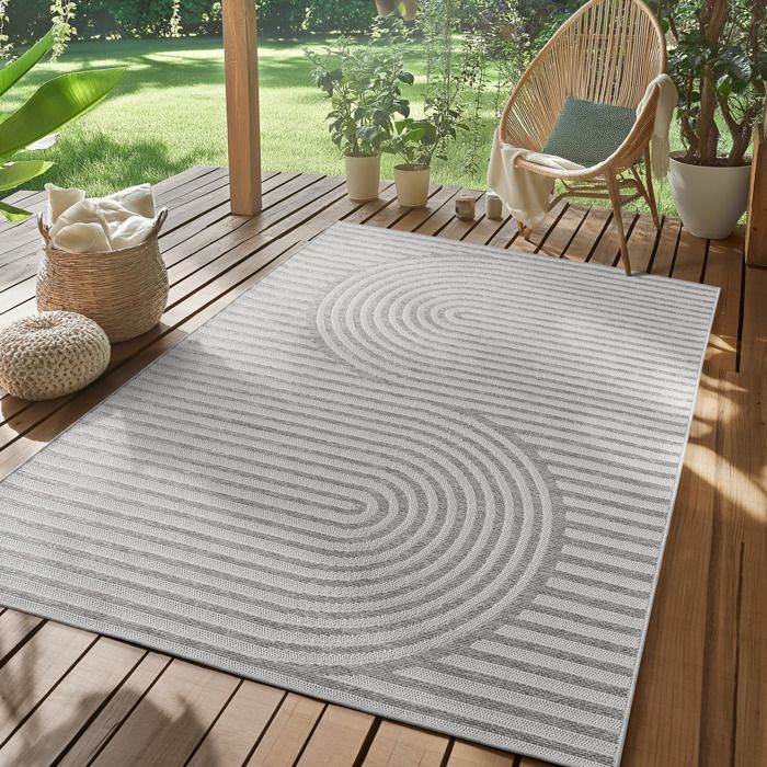 SIMPEX Tapis d'extérieur Gris 160x230 cm, cuisine, modern design bohème