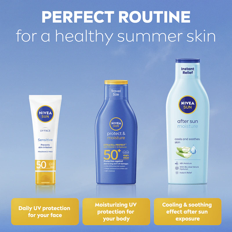 Loção hidratante com protetor solar NIVEA SUN Protect & Moisture FPS 50+