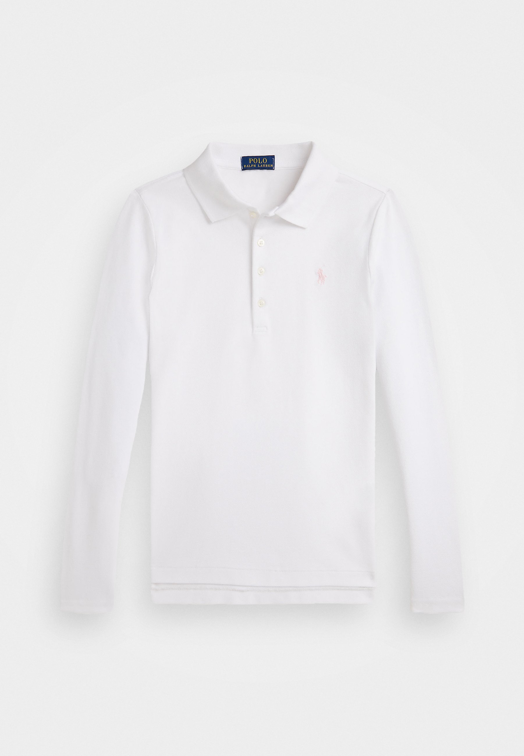 Polo Ralph Lauren poloshirt met lange mouwen van katoen mesh - Poloshirt - wit/lichtroze