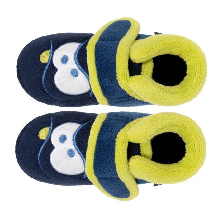 Pantuflas Isotoner para bebé niño con cierre de velcro, buen soporte para el pie, suela antideslizante, azul marino.