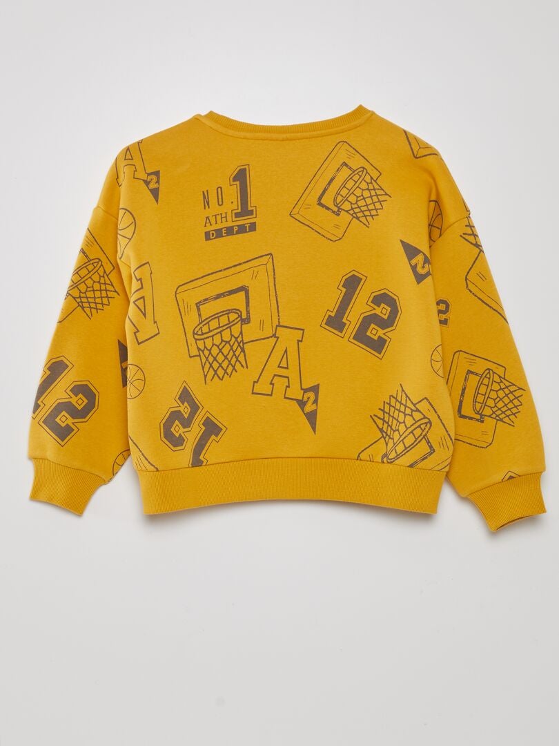 Fleece sweatshirt met 'Basketbal'-thema - GEEL