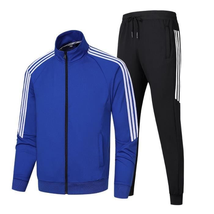 Chándal para hombre, conjunto deportivo informal para hombre con sudadera con cremallera y pantalón de chándal con cordón ajustable - Azul marino