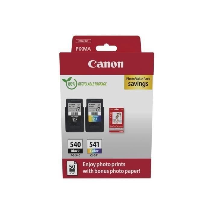 Confezione da 2 cartucce d'inchiostro + confezione di carta fotografica - CANON - PG-540 Nero + CL-541 Colore