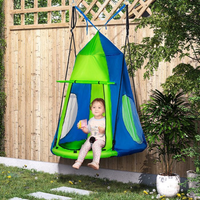 Outsunny - Balançoire nid d'oiseau - PE - 100x100x180cm - Vert