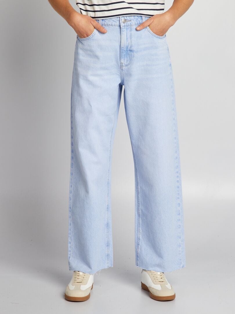 Calça jeans de cintura alta e pernas largas - AZUL
