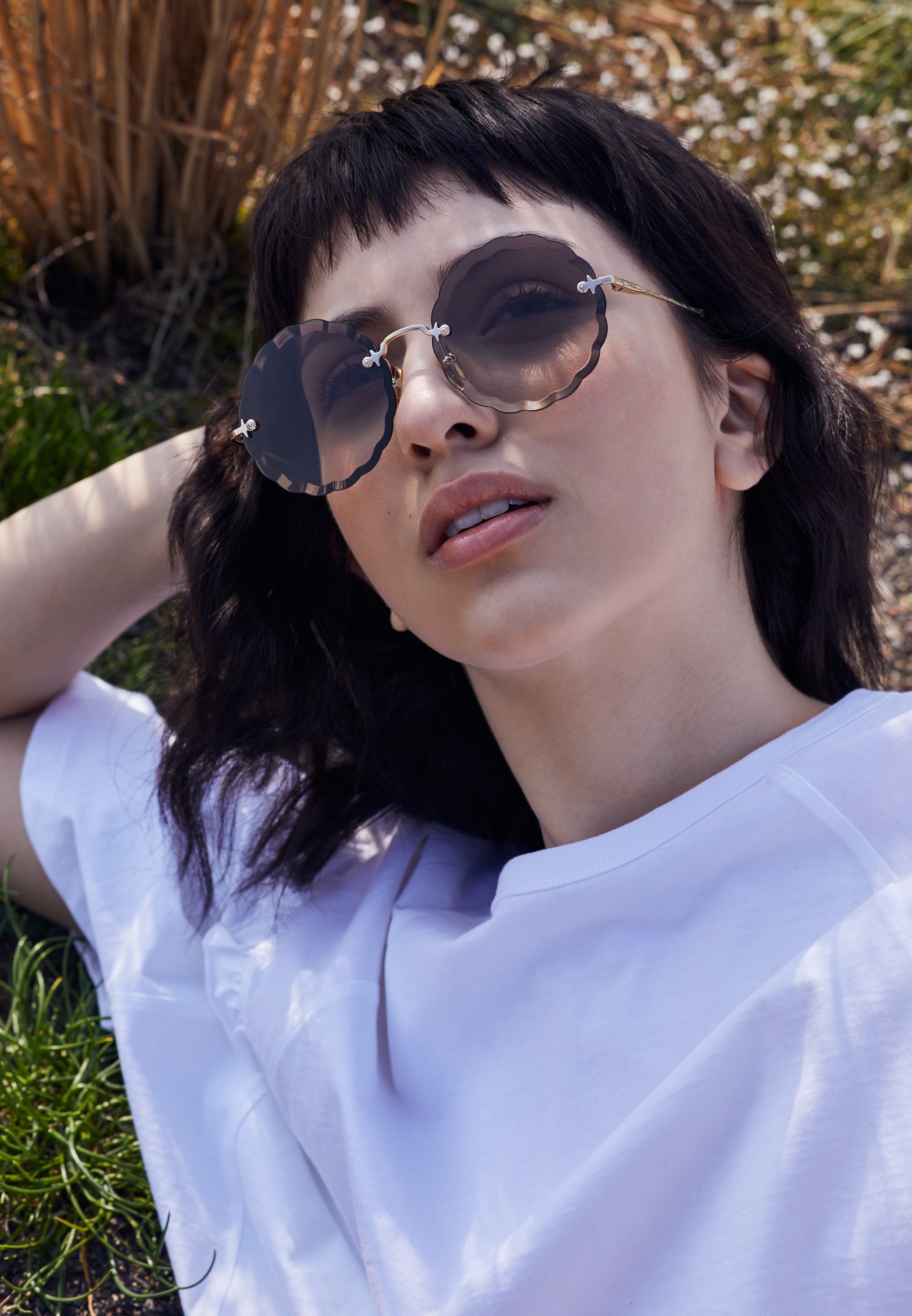 Lunettes de soleil CHLOÉ ROSIE sans monture, monture ronde en métal - Lunettes de soleil - couleur or/marron