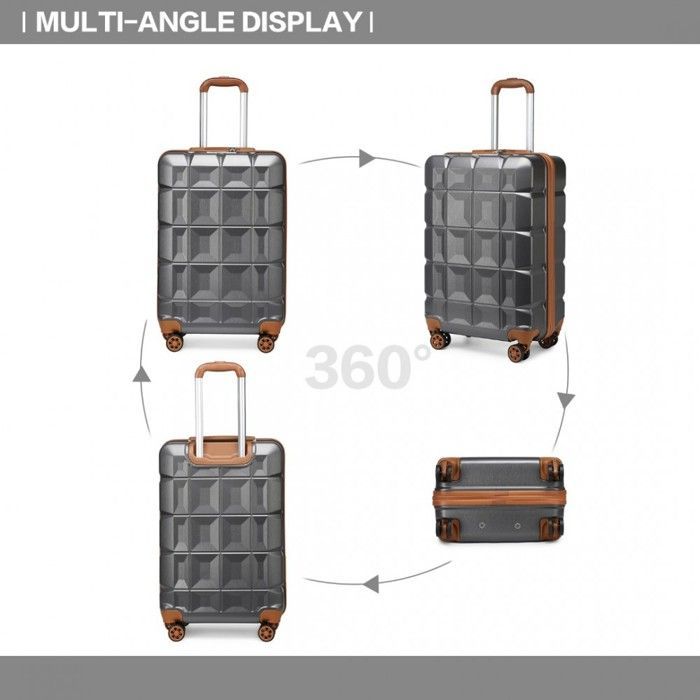 Maleta mediana Kono de 62x43x26 cm, carcasa rígida de ABS, maleta de viaje con ruedas, ultraligera, con cerradura TSA, 57 L, gris.