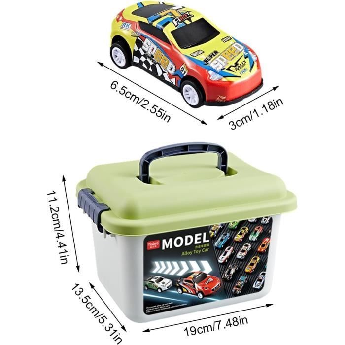 Toy Cars - Set of 30 Small Metal Cars - Inertial Friction - Barrel Storage Box - Bright Colors