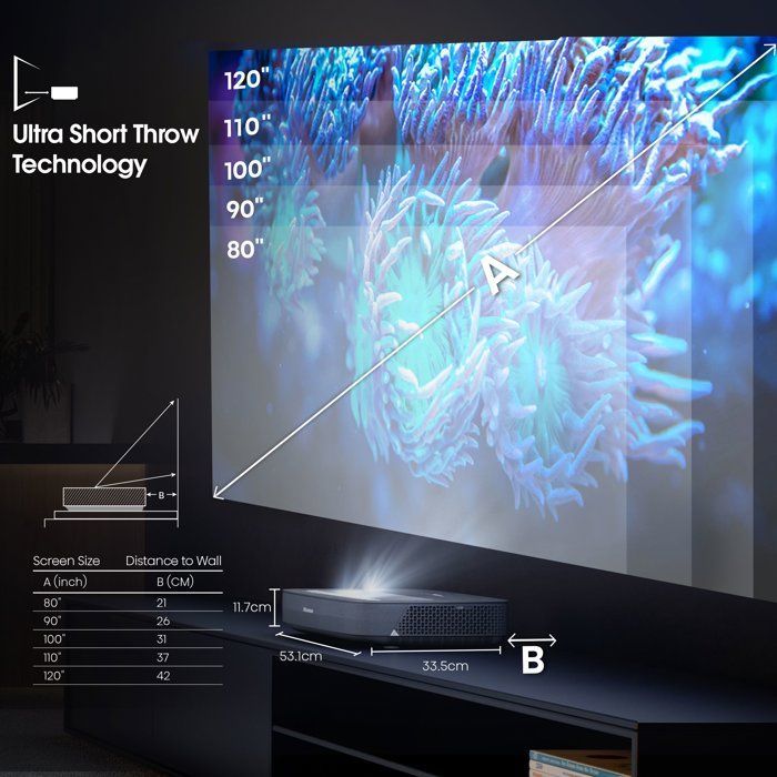 Videoproiettore - HISENSE - PL1 - Laser Cinema - 4K UHD - Proiezione ultracorta - 2100 lumen - Dolby Vision e Atmos - Smart TV VIDAA