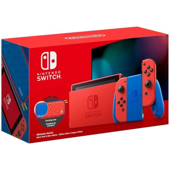Nintendo Switch Console • Mario Limited Edition (Red & Blue) + Carrying Case