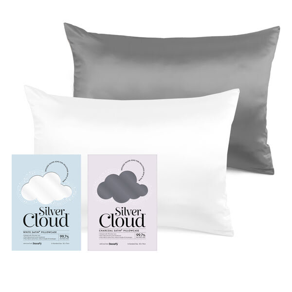 Kissenbezug-Set „Silver Cloud“ in Weiß und Anthrazit