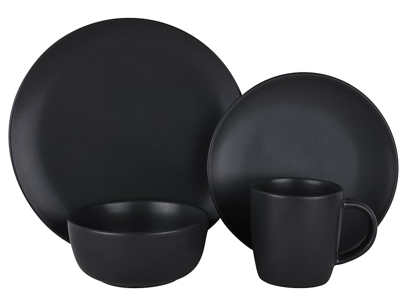 Komplet obiadowy 16 el. porcelit Color Pop Black czarny