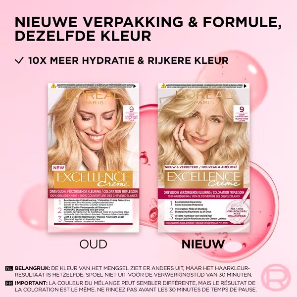 „L'Oréal Paris Excellence Crème 9“ ilgalaikiai plaukų dažai, labai šviesiai blondinai