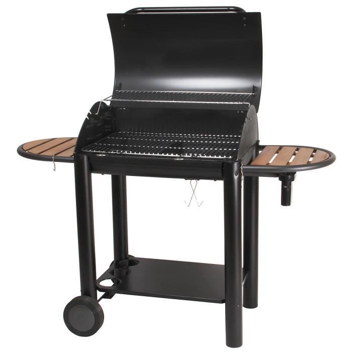 Vulcano 3000 Houtskoolbarbecue - SOMAGIC - Gietijzeren vuurhaard, deksel, verchroomd stalen grillrooster - Op een trolley