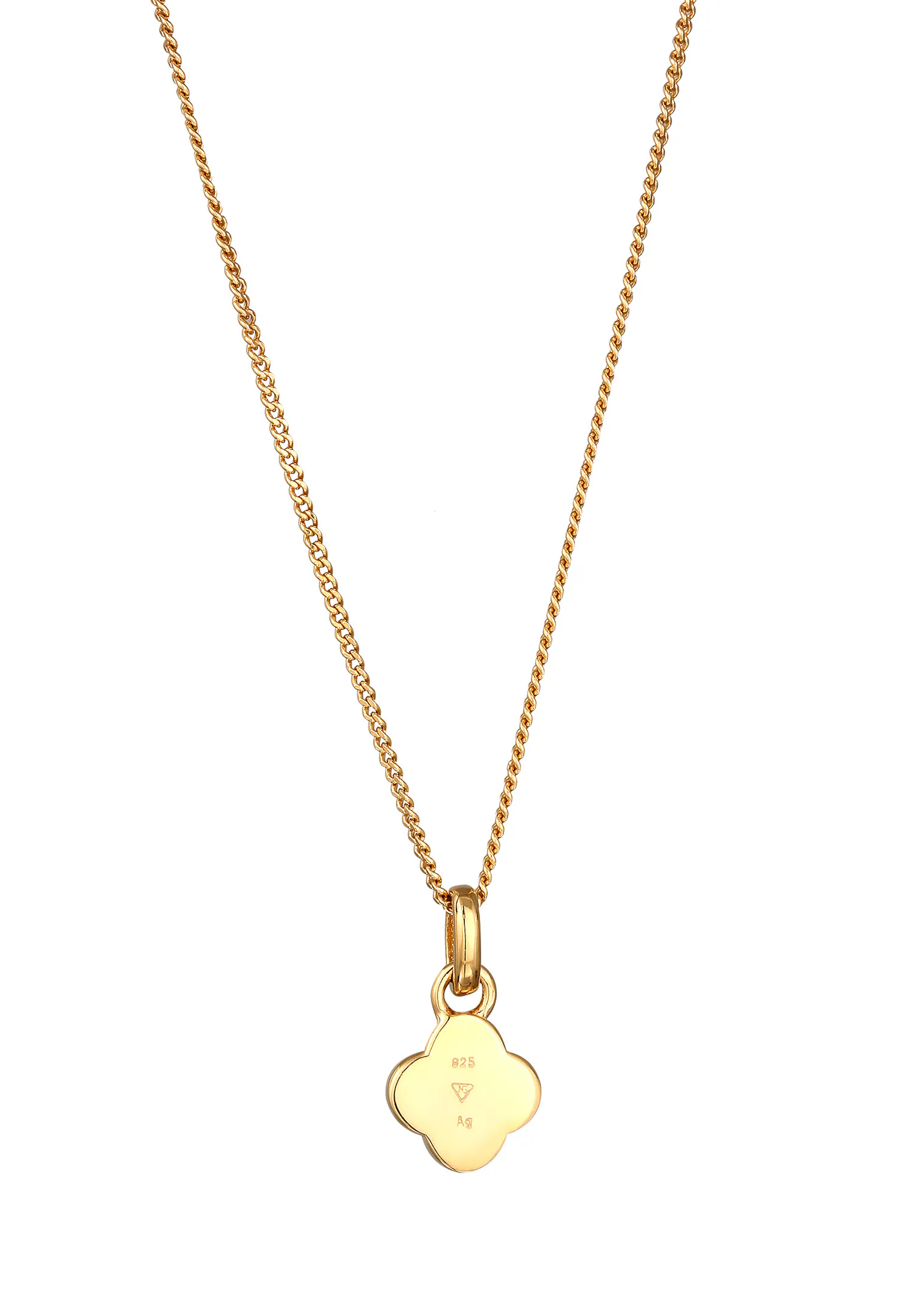 Elli Elli Collier Femmes Pendentif Trèfle Emaille Blanc Argent Sterling 925 Plaqué Or Or 45cm