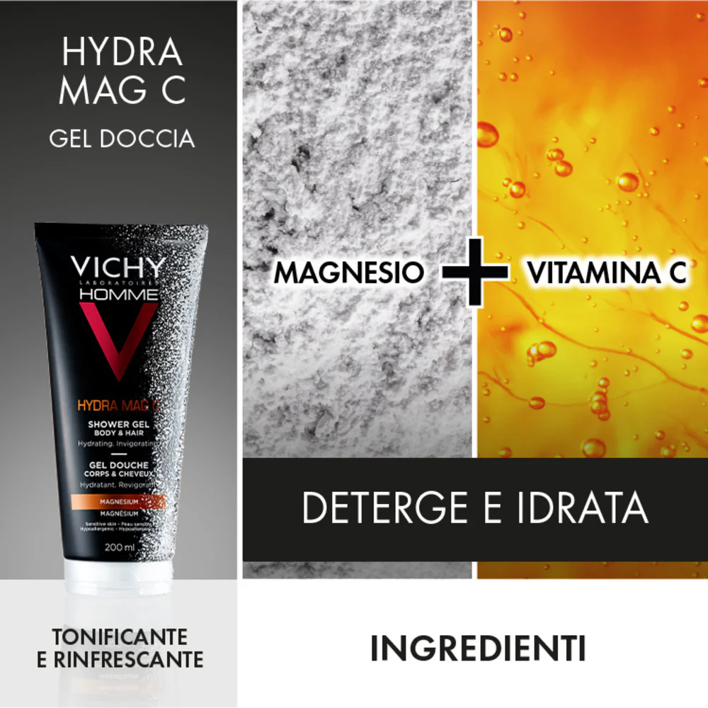 Vichy Homme Pochette Regalo Uomo Hydra Mag C Gel Doccia + Sensi Shave Schiuma da Barba - Cofanetti Viso e Corpo, Bagno e Doccia