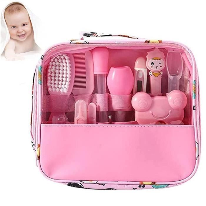Kit di cortesia per neonati da 13 pezzi con articoli essenziali per la cura della salute e tagliaunghie - Rosa