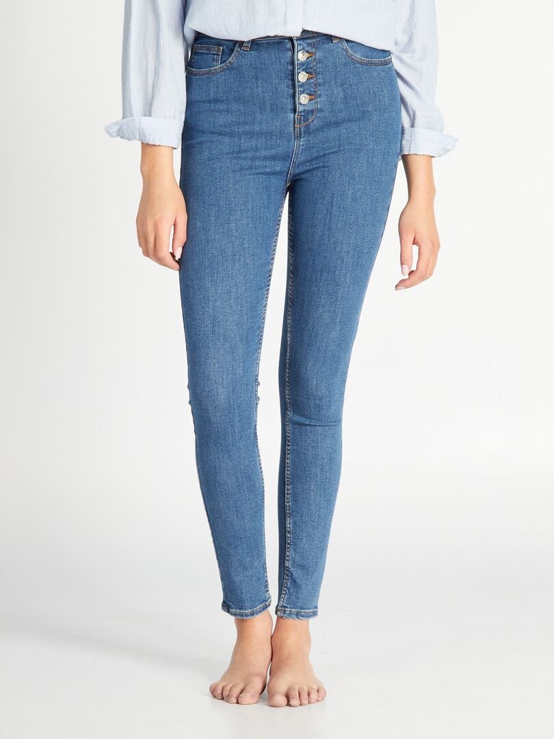 Calça jeans skinny de cintura alta - AZUL