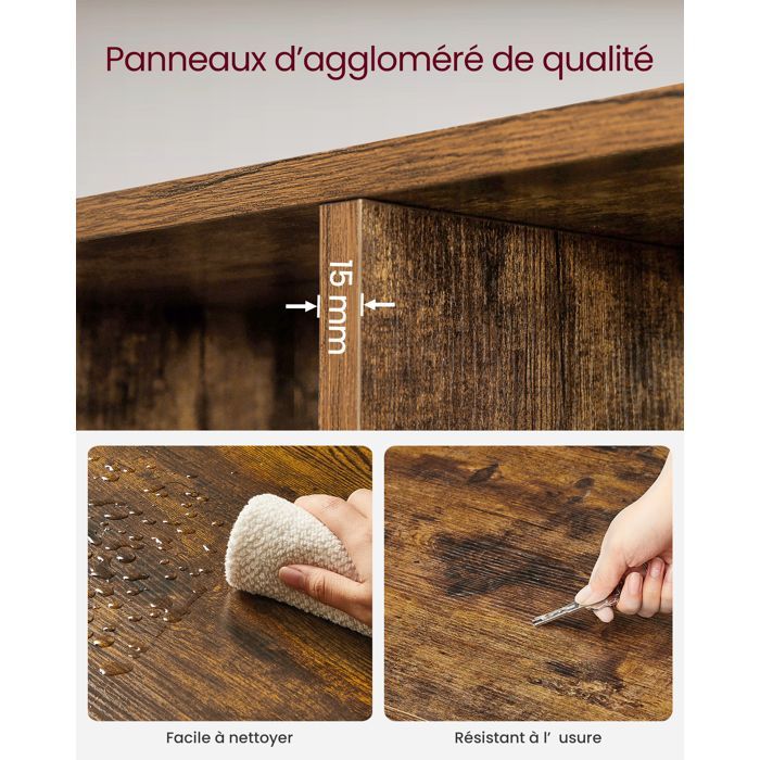 VASAGLE - Libreria per scale - Unità di contenimento a 10 scomparti - Marrone rustico LBC10BX