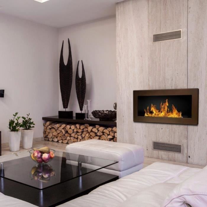 Chimenea de bioetanol - ASTRALIS - 90x40 cm - bronce - acero - estilo moderno