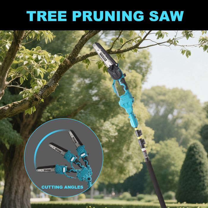 Scie Élagueuse Sans Fil 2-en-1 20V + Tronçonneuse Mini | 8 Pouces | Perche Télescopique (1,8 à 3m) Compatible Batteries Makita