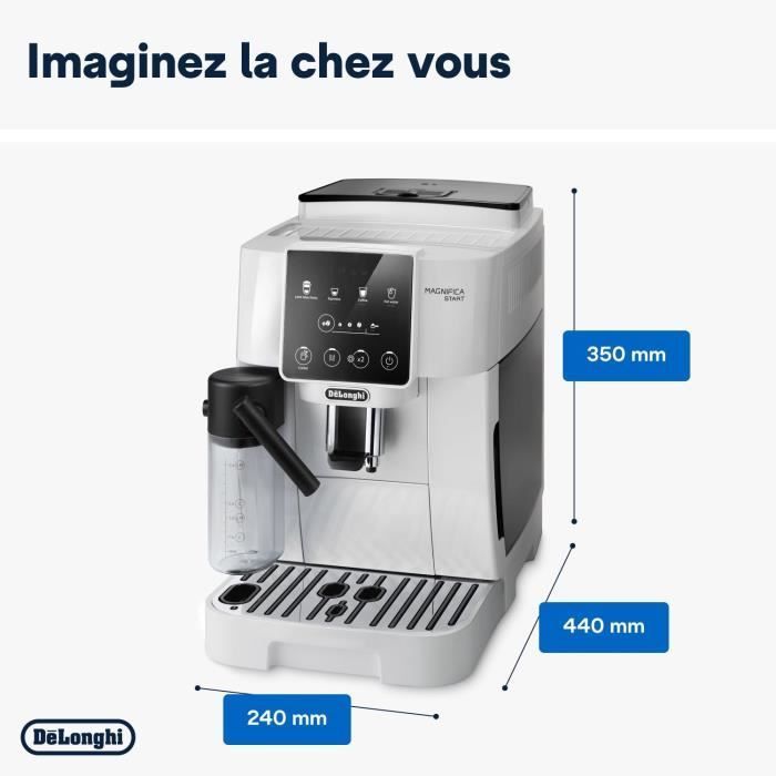Machine expresso broyeur - De'Longhi - Magnifica start - ECAM220.61.W - 4 recettes - Blanc inox