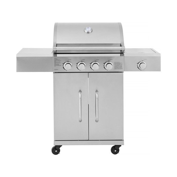 Barbecue gaz en inox avec 5 brûleurs dont 1 latéral 