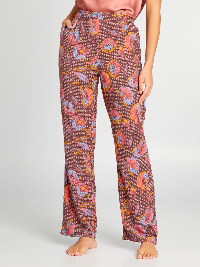 Pantalón de pijama holgado estampado - MARRÓN