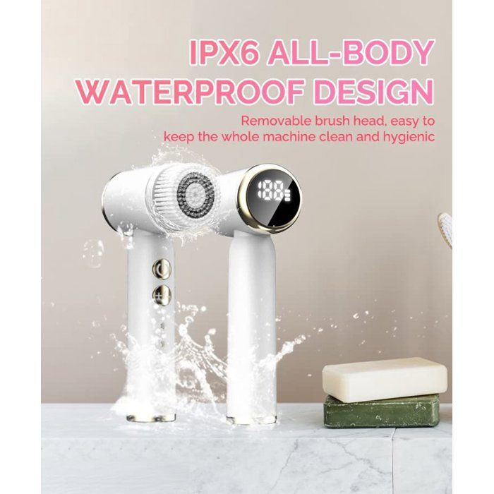 DEMA Electric Facial Cleansing Brush - 6 Interchangeable Heads - 360° Rotation - 3 Adjustable Speeds