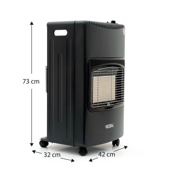 Cocina de gas catalítica de butano Kekai New Slim, plegable, 42x26x73cm | Potencia 1500W/4200W | Certificado energético A | 4 ruedas