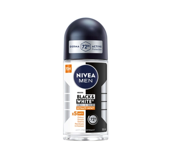 NIVEA MEN Black&White Invisible Ultimate Impact antyperspirant roll-on dla mężczyzn 50 ml
